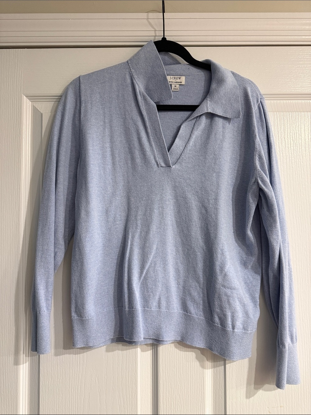 J. Crew Pale Blue V-Neck Polo Sweater - Women
